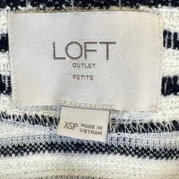 Loft Black and White Striped Open Front Cardigan Sweater Blazer Womens XS Petite - Picture 11 of 13
